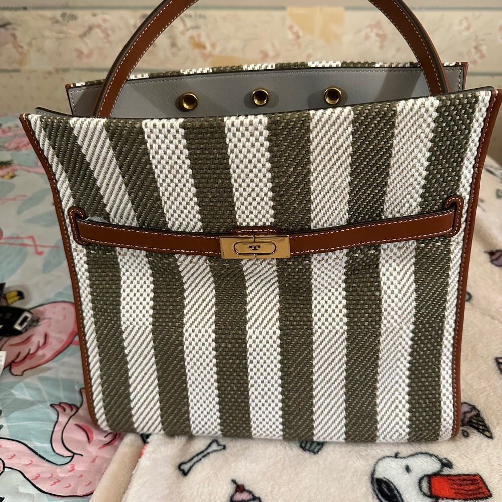 Tory Burch Lee Radziwill striped double handbag